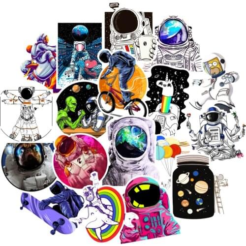 10/50PCS Astronaut Space Cartoon Stickers DIY Skateboard Fridge Phone Guitar Motorcycle Laptop Luggage Classic Toy Joke Stickers