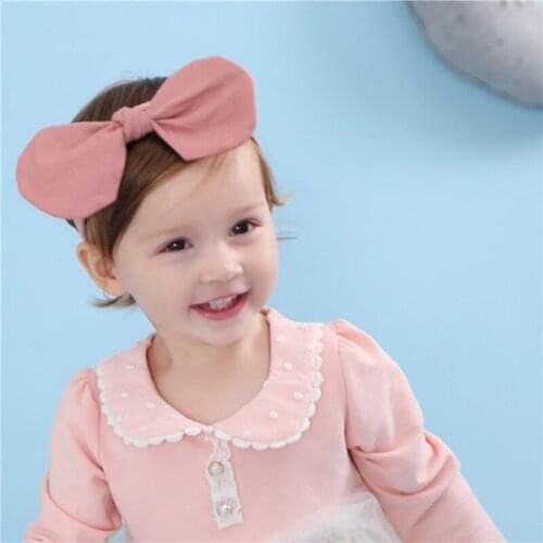 New cotton and linen solid color baby girl headband adjustable baby bow hair ring newborn rabbit ear knotted hair accessories