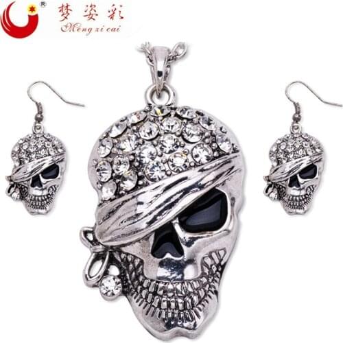 Punk Rock Rhinestone Skull Necklace Collier Homme Femme Max Colar Masculino Neckless Men Chunky Ethnic Women Neclace