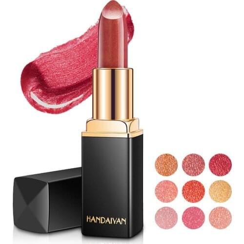 Handaiyan Metallic Sexy Waterproof Lipstick Glitter Liquid Lip Stick Nude Long Lasting Shimmer Gloss Tint Pigment Makeup Lipsti