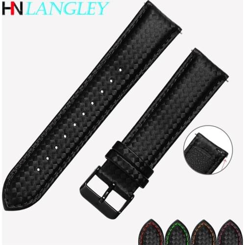 Carbon Fiber Leather Watch Strap Band For Samsung Gear S3 S2 Classic Galaxy Active Watch Band 20mm 22mm Quick Release Strap