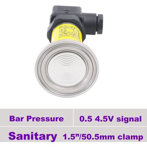 Sanitary pressure transmitter, 1.5" clamp, 0.5 4.5V signal, 5V dc supply, 0.1, 0.2bar, 0 to 10bar, 16bar, 2.5 4mpa, 600kpa, IP65