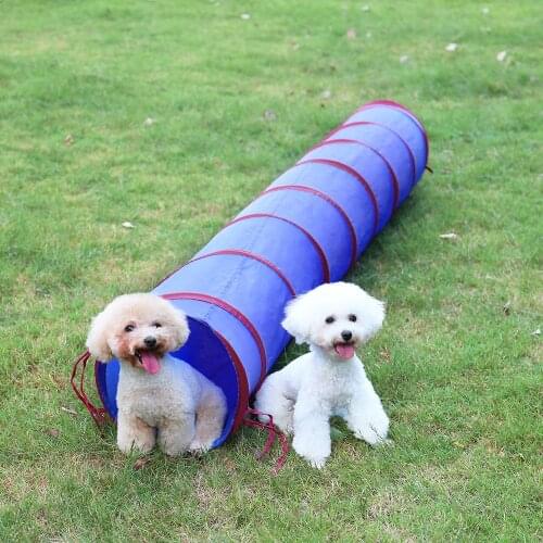 Foldable Nylon Pet Dog Cat Tunnel Weave Poles Long Agility Training Exercise Storage Bag Cat Rabbit Play Toy Pet Tunnel Cat Beds