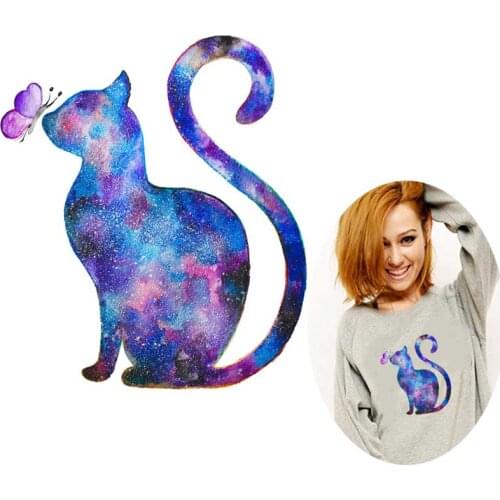 Cute Cat Iron On Transfers Sticker Printed Unicorn Thermal Transfer For Clothing DIY Fashion Animal Iron On Hot Transfer Clothes