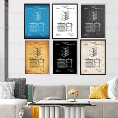 Vintage Bee Hive 1885 Patent Farm House Wall Blueprint. Poster Canvas Painting hd Print Wall Art Decor Living Home Artwork