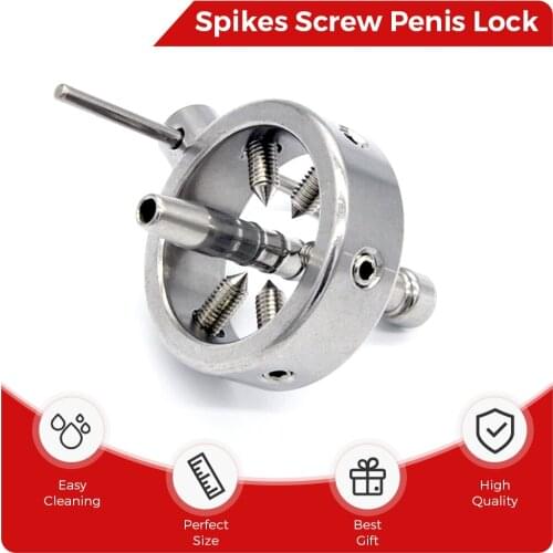 Spikes Screw Male Cock Cage Penis Ring Lock CBT Chastity Device Belt with Catheter Stealth Adult Torture Gay 18+ Sex Toy for Men