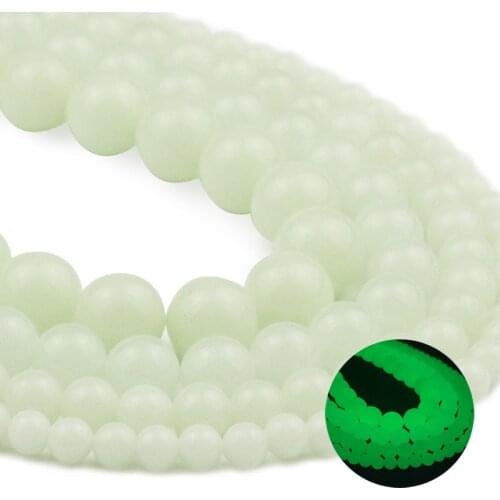 Green Luminous Round Natural Stone Glow In The Dark Spacers Loose Beads For Jewelry Making DIY Bracelets Accessories 6/8/10/12MM