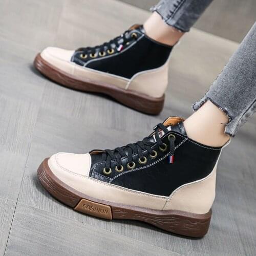 Casual Sneakers for Womens Leather Shoes Woman Fashion 2021 Trend Chunky Sneakers Womens Flat Shoes Platform