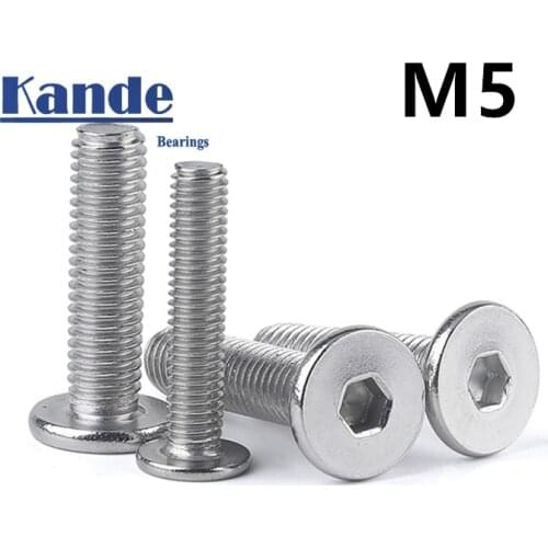 10 20pcs bolts and nuts M5 304 A2-70 Stainless Steel Hex Hexagon Super Thin Wafer Flat Wafer Head Allen Cap Screw