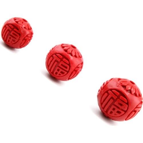 10pcs/lot Natural Red Cinnabars Beads 10 12 14mm Round Handmade Carving Charm Bead for DIY Charm Jewelry Making Accessories
