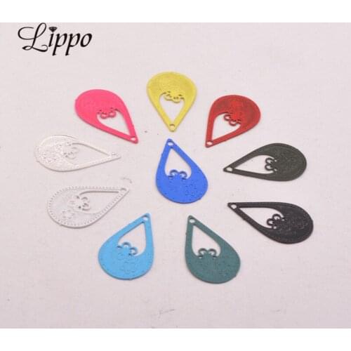 100pcs AC4594 10*17mm Water Drop Charms Brass Small Flower Charm Jewelry Filigree Earrings Findings