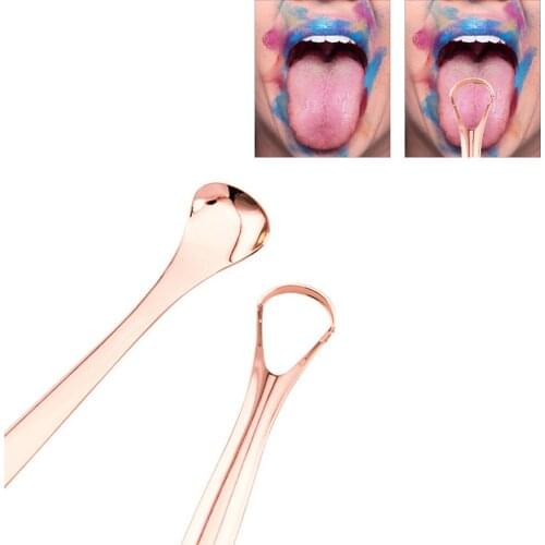 2 Piece Stainless Steel Tongue Scraper Cleaner Hand Oral Hygiene Care Health Cleaning Tool Coated Tongue Scraper