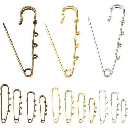 44-45Pcs Stainless Steel Safety Pins Brooch Blank Base Brooch Pins for DIY Handmade Jewelry Making Fingdings Accessorie