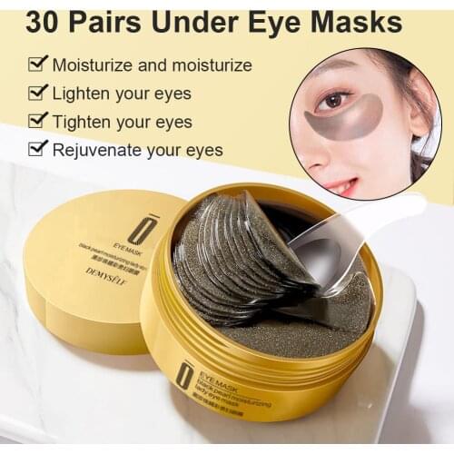 60PCS Black Pearl Eye Mask Natural Whitening Moisturizing Gel Eye Patches Remove Dark Circles Anti Age Wrinkle Korean Cosmetics