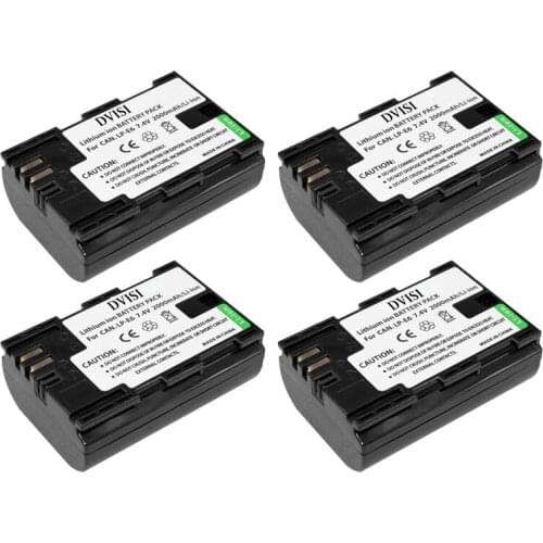 4Pcs 7.4V 2000mAh LP-E6 Camera Battery for Canon 70D 5D Mark II 80D 7D Mark II 60D 6D 7D BG-E14 BG-E13 BG-E11 BG-E9 BG-E7 BG-E6