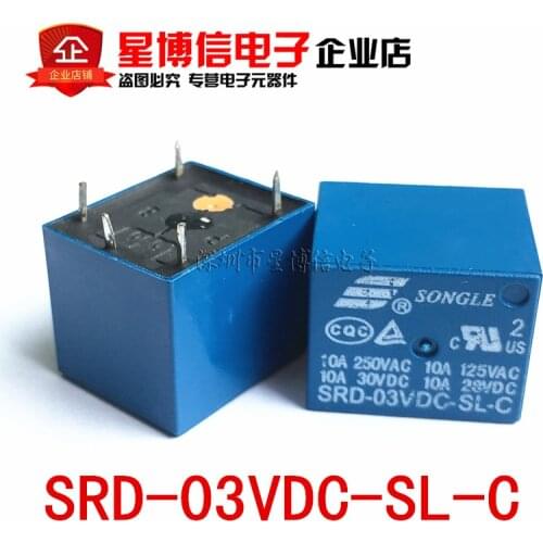 Free Shipping 20pcs SRD-03VDC-SL-C songle 3VDC 10A 250 VAC Power relay PCB Type T73-5V 5 feet 100% new