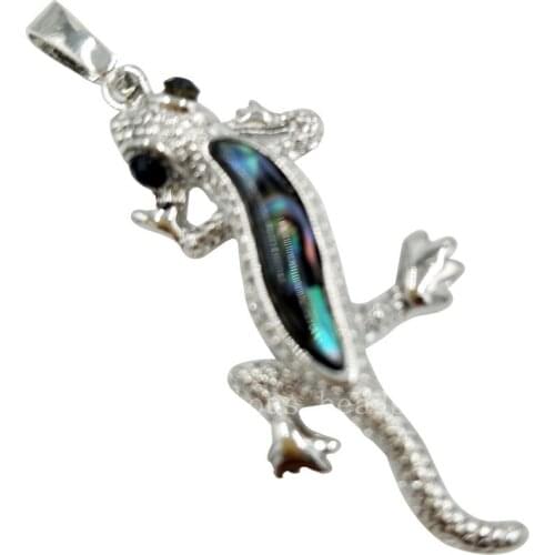 Free Shipping Women Fashion Jewelry 19x42mm Beatiful New Zealand Ablone Shell Art House lizard Pendant Bead 1pcs C6184