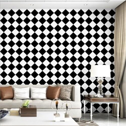 Black White Small Square Wall papers Home Improvement Geometric Rhombus Wallpaper roll for Living Room bedroom Wallls Decoration
