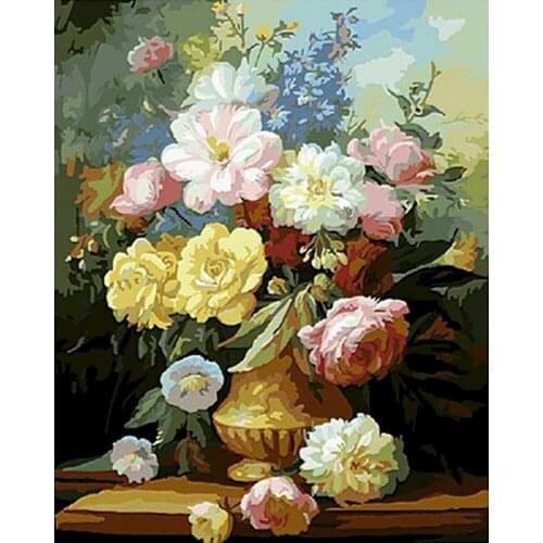 Flower In Vase DIY Embroidery 11CT Cross Stitch Kits Needlework Craft Set Printed Canvas Cotton Thread Home Decoration Sell