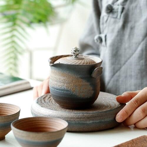 Pot Japanese Style Handmade Vintage Tea Pot Wood Tureen Ceramic Kung Fu Pu'er Single Teapot Tea Making Device Gaiwan