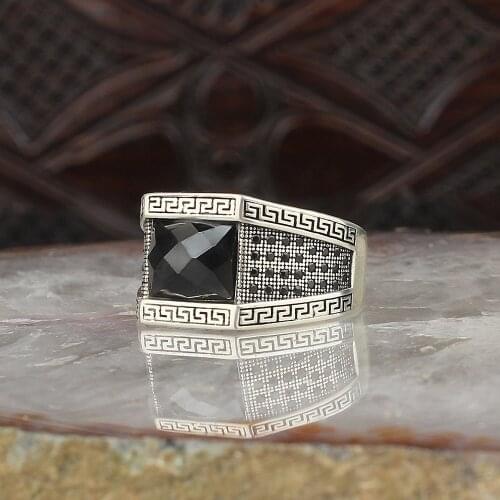Zircon Stone 925 Sterling Silver Men 'S Ring