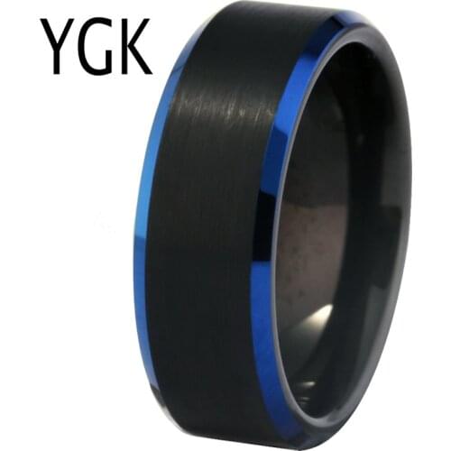 Classic Wedding Band Ring for Women Simple Engagement Tungsten Rings Mens Anniversary Party Ring Matte Black Blue Tungsten Ring