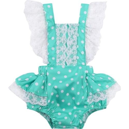 Girls Clothes 0-24M Summer Cute Infant Baby Girls Rompers Lace Flowers Printed Ruffles Sleeve Backless Jumpsuits