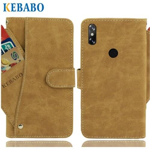 Leather Wallet Doogee Y8 Plus Case Flip Retro Vintage Leather Front Card Slots Cases Cover Business Phone Protective Bags