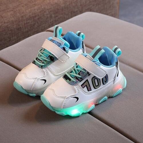 LED Toddler & Children Shoes Soft Bottom Kids Sneakers Fashion PU Leather Boys & Girls Sports Casual Shoe Size 21-30