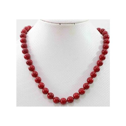 New 10mm Red Coral Round Gemstone Beads Necklace