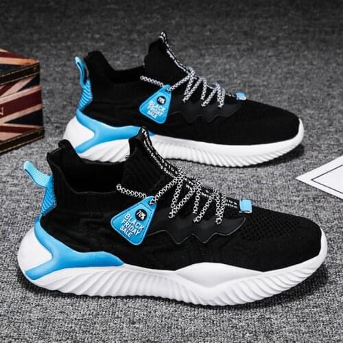Lightweight Sneakers Socks Men Summer Sports Shoes Mens Running Tennis Shoes Sport Black Blue Knit Trainers Flats Fitness A-969