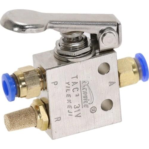 Mechanical Valve TAC2-31V 1/8" Thread 2 Position 3 Way Spring Return Lever Air Pneumatic switch Valve w Fittings