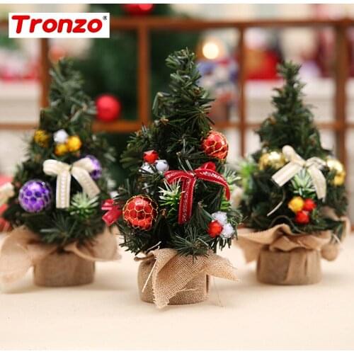 Tronzo Mini Christmas Tree with Snowflakes Artificial Bells Cedar Ornaments Festival Table Miniature Ornament 2020 New Year Home