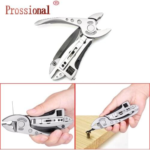 Camping Survival Multi-tool Pliers Pocket Knife Screwdriver Set Kit Adjustable Wrench Jaw Spanner Repair Survival Emergency Gear