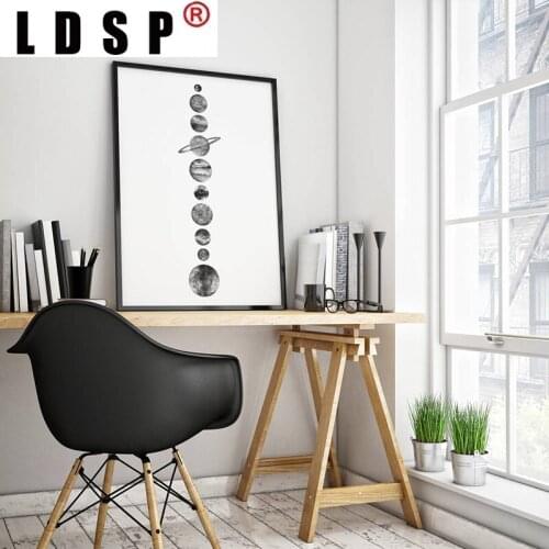 LDSP Modular Solar Wall Art Black White Moon Phases Canvas Prints Minimalist Space Poster Painting Living Room Home Decor