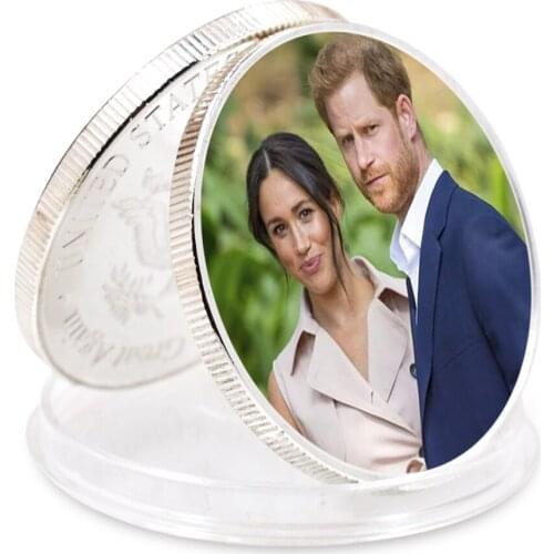 Challenge Coin Prince William and His Wife Sliver Plated Coin Art Ornament Valentines Day Present