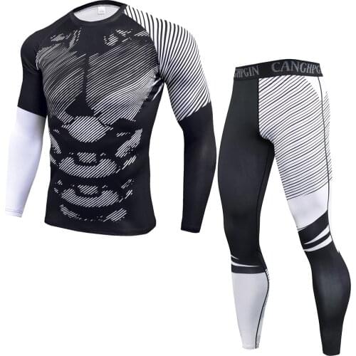 2-piece sets Compression Suits Mens Quick Dry set Clothes Sport Running MMA jogging Gym work out Fitness Tracksuit clothing