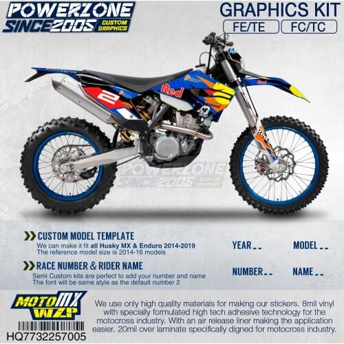 PowerZone Customized Team Graphics Backgrounds Decals 3M Custom Stickers For Husqvarna 2014 To 2019 FE TE FC TC 250 To 500cc 05