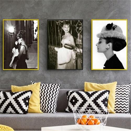 Canvas Painting Wall Art Pictures home decor prints Audrey Hepburn on canvas no frame Wall poster decoration for living room