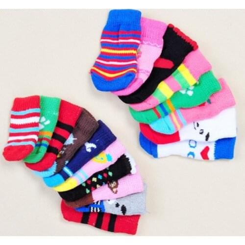 Pet Dog Shoes Puppy Outdoor Soft-soled Cat Chihuahua Pet Non-slip Dog Socks Winter Warm Supplies 4 Pcs/set Home Pet Accessories