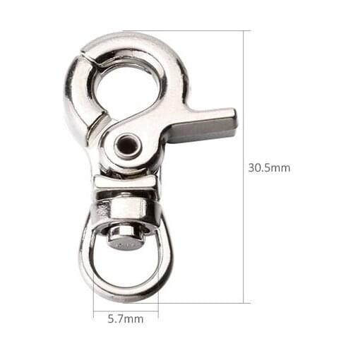 Wholesale 300pcs 30.5mm Nickel Plated Zinc Alloy Swivel Snap Hook for Strapping Key Chain DIY Accessories BS06YS01-5.7