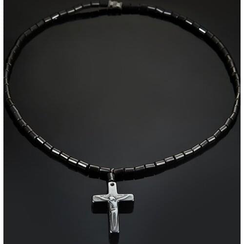 Men Women Hematite Necklace Magnet Red Beads Magnetic Therapy Care Neck Black Natural Stone Ethnic Necklaces Jewelry Gift