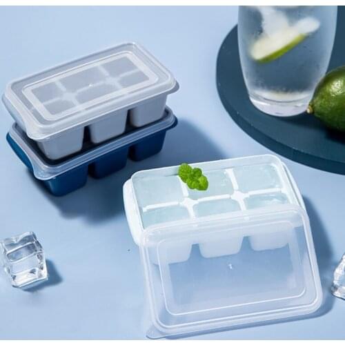 6 Grids Plastic Ice Cube Tray With Lid For Whiskey Cocktail Ice Cube Maker Diy Bar Accessories Party Tools