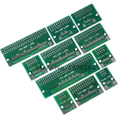 2pcs FFC/FPC Adapter board 6P 8P 10P 12P 20P 24P 26P 30P 40P 50P 60P Plate 0.5 1.0mm to 2.54 mm Flat Cable Socket for PCB LCD