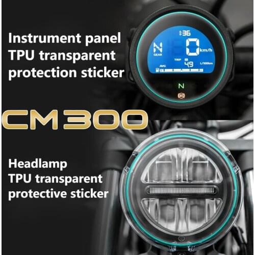 Motorcycle Instrument Film Tpu Transparent Protective Headlamp Hydrogel Repair for Honda Cm300 500
