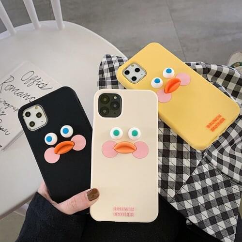 QIXTWO Cute Duck Candy Solid Color Letter Square Phone Case For iPhone 12 Mini 11 Pro Max X Xs XR 7 8 Plus SE2020 Silicone Cover