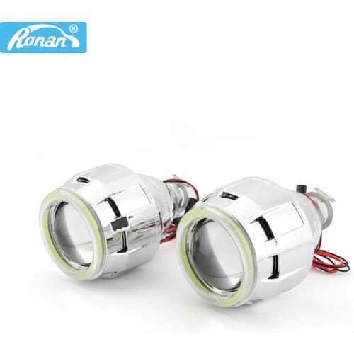 RONAN 2.5'' Bi Xenon H1 Projector Headlight HID Lens 8.1 White LEDs DRL 70MM COB Angel Eyes H4 H7 headlight