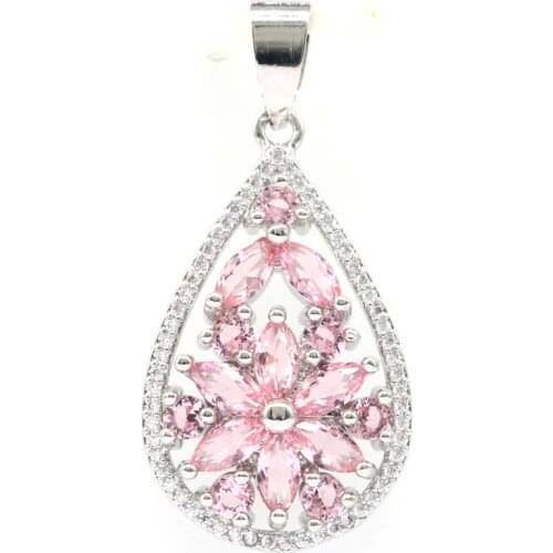 38x16mm Delicate Fine Cut Created Green Peridot Party Womans Dating Silver Pendant Fine Jewelry