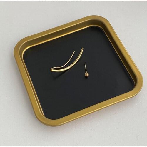 TARCLIY New Fashion Simple Asymmetrical Design Golden Bean Curved Stud Earrings Women Temperament Metal Jewelry Accessories