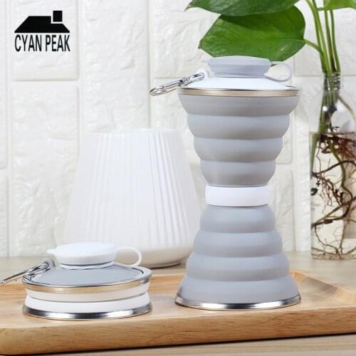 Silicone Folding Cup With Dust-Proof Cover Lid Portable Outdoor Coffee Cups Travel Sport Water Cup Telescopic Collapsible Cup